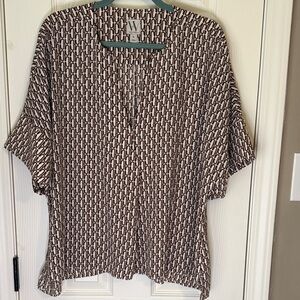 Worthington Brown and Cream Patterned Blouse